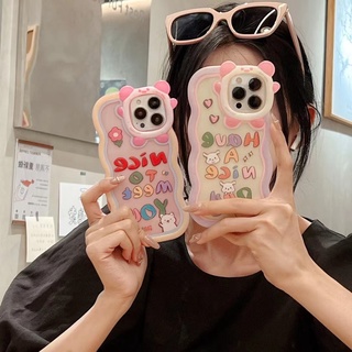 ✨ส่งเชือกเส้นเล็ก✨เคสไอโฟน14 Pro Max 13 12 11 เคส for iPhone 14พลัส คลื่น น่ารัก พกง่ายๆ การป้องกันการตก Case