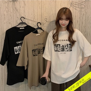 lune 2270#เสื้อยืดลายการ์ตูนไซส์ใหญ่ oversize tshirt เสื้อผ้าสาวอวบแฟชั่น เสื้อยืดทรงหลวมสไตล์เกาหลี