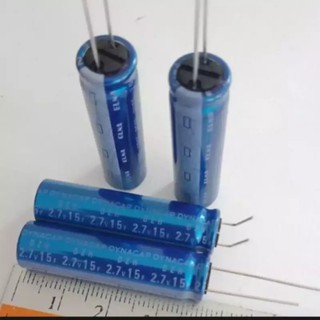 Capacitor 15F 2.7V (15ล้านไมโคร) (แพ็ค1ตัว)DYNACAP ELNA สีฟ้า ขนาด10×38mm ใหม่แท้ซุปเปอร์คาปา