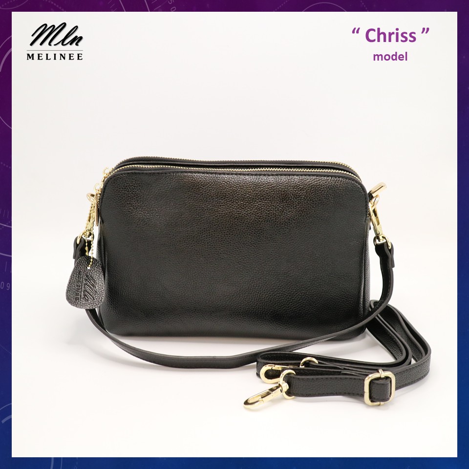 MLN bags กระเป๋าสะพายข้างผู้หญิง รุ่นChriss(size L) มีทั้งสายสั้นและยาว ใส่กระเป๋าตังค์ได้
