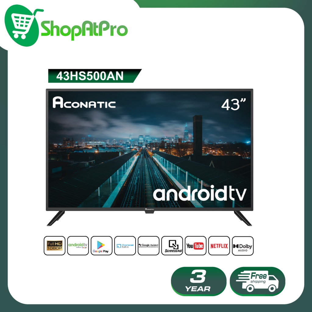 [2022 New Android TV] Aconatic LED Android TV FHD แอลอีดี แอนดรอย ทีวี ขนาด 43 นิ้ว รุ่น 43HS500AN (รับประกัน 3 ปี)