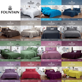 [16 โทนสี] FOUNTAIN ชุดผ้าปูที่นอน สีพื้น Plain Color #Total ฟาวเท่น ชุดเครื่องนอน ผ้าปู ผ้าปูเตียง ผ้านวม ไม่มีลาย