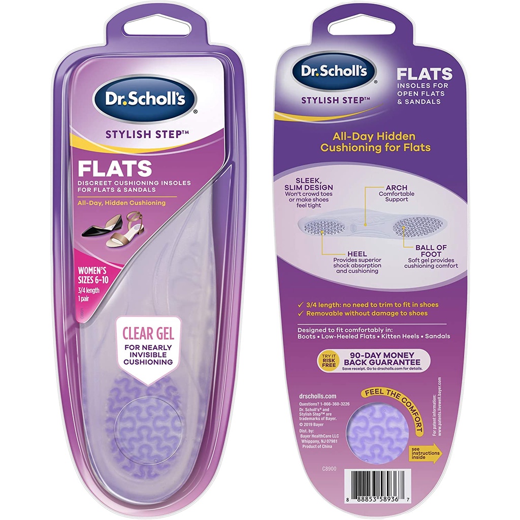 [ของแท้ 100] DR.SCHOLL FLATS INVISIBLE CUSHIONING INSOLES FOR FLATS