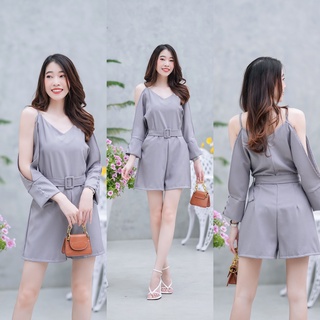 hbstation.shop เสื้อผ้าแฟชั่น Jumpsuit สีเทา พร้อมส่ง