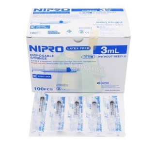 Nipro Syringe 3  ml แยกขาย 10 ชิ้น ไซริ้งป้อนยา ป้อนอาหาร ไซริงล้างจมูกไซริงค์ กระบอกฉีดยา หลอดฉีดยา .