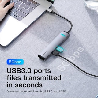 [ถูกแท้/ส่งเร็วมาก🇹🇭] Baseus 6in1 สายแปลง Usb Type-C To Ethernet Lan RJ45 Hub OTG DOCK USB3.0 HDMI รองรับ PD 87W