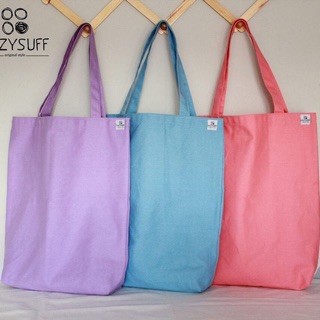 Canvas Bag ( Pastel : M ) กระเป๋าผ้าแคนวาส สีพาสเทล by Lazysuff