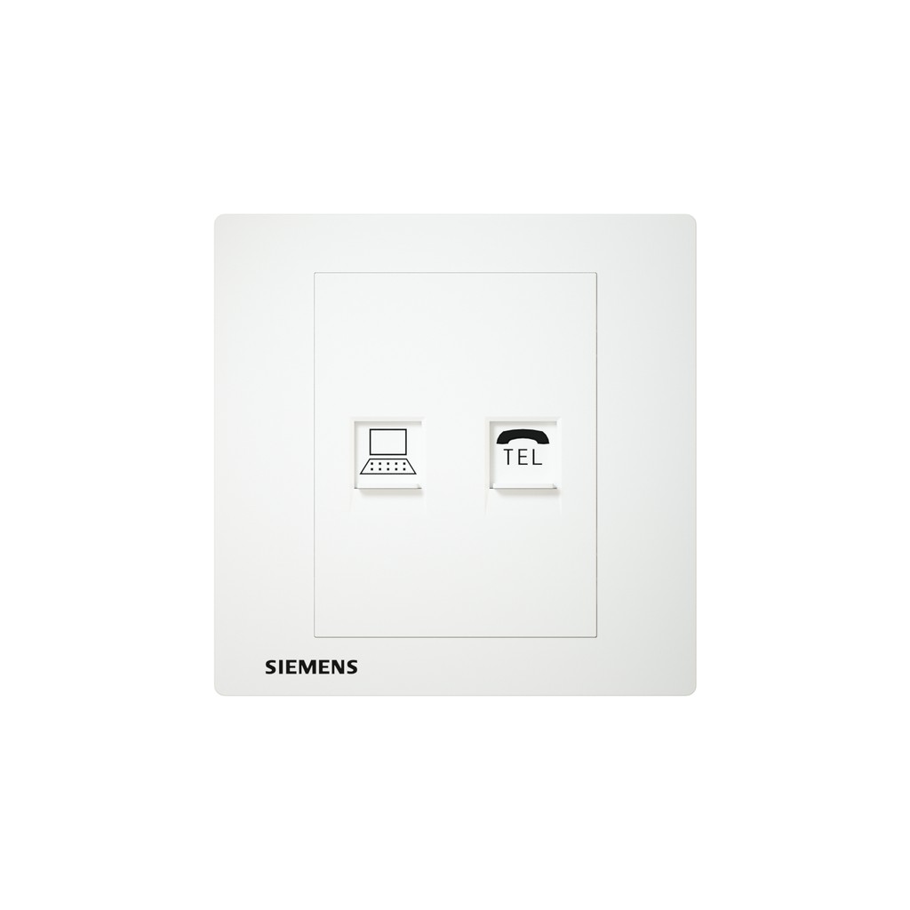 Siemens DELTA Relfa 2 Gang RJ11+RJ45 Cat5e เต้ารับ สีขาว