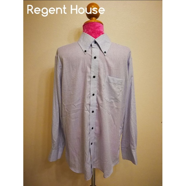 Regent House Brand_2nd hand เสื้อเชิ้ตแขนยาวผ้าฝ้าย​ 100%/ Size L/ made in Philippines 🇵🇭 / แท้มือสองกระสอบนำเข้า​จาก 🇯🇵