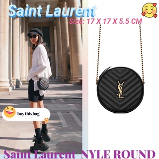 แซงต์โลรองต์  Saint Laurent   ysl NYLE ROUND กระเป๋าทรงกลม/กระเป๋าสุภาพสตรี/กระเป๋าสะพายข้าง/กระเป๋าสะพายไหล่/การจัysl