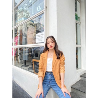 ✨In stock✨🇰🇷Blazer สไตล์เกาหลีทรงพอดีตัวเรียบหรู ผ้าหนามีซับในอย่างดี กระเป๋าจริง2ข้าง ใส่แล้วดูแพงดูเริ่ด.