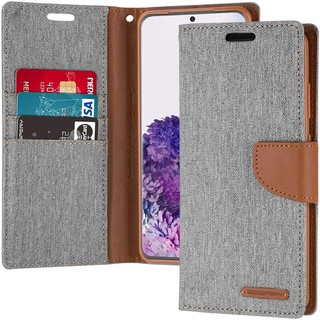 Mercury เคสฝาพับ Samsung Galaxy S20+ / S20 Plus / S20 Ultra แท้💯% เคสใส่นามบัตร GOOSPERY Canvas Diary สีเทา