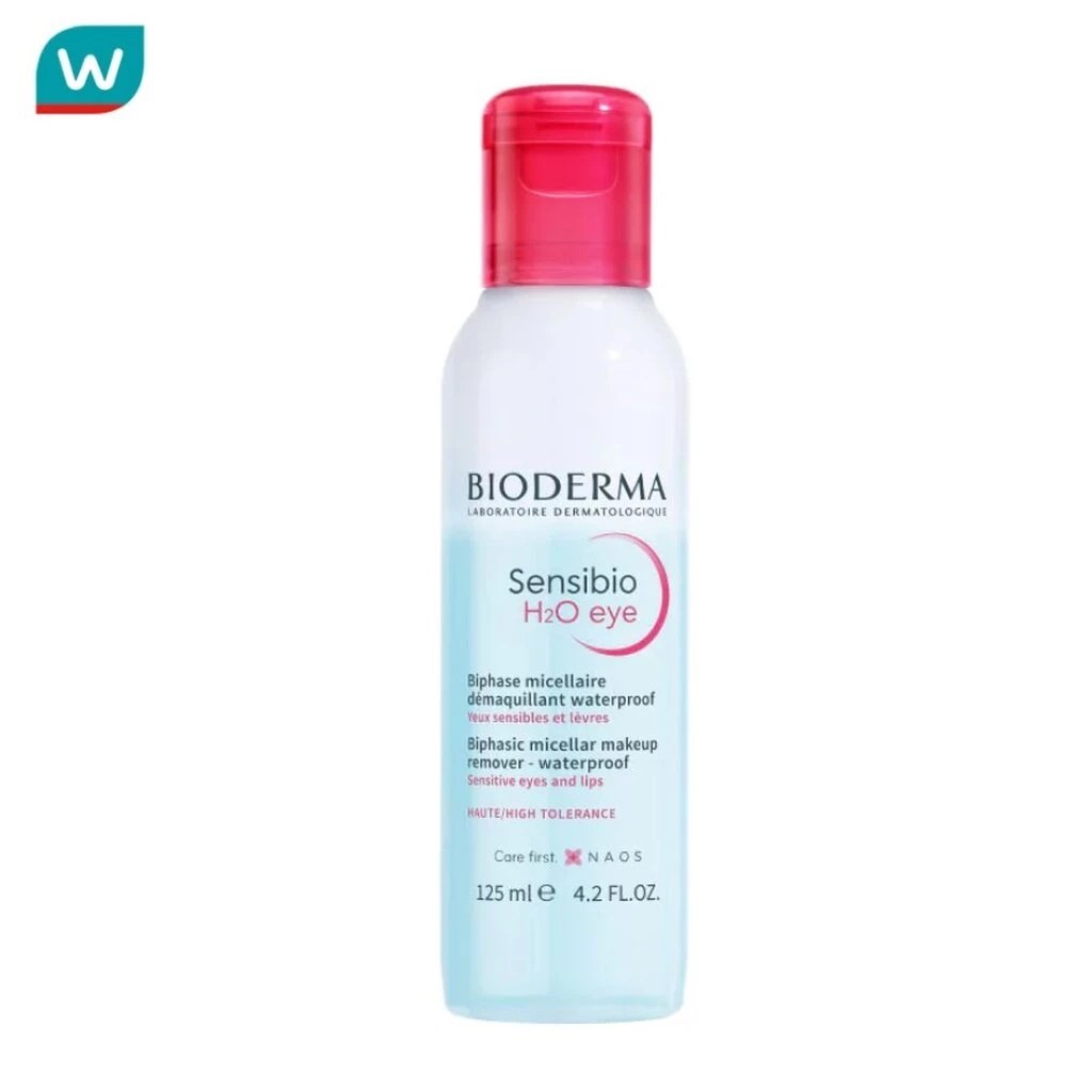 Bioderma ไบโอเดอร์มา เซนซิบิโอ เอชทูโอ อาย 125 มล. เมคอัพ รีมูฟเวอร์ สำหรับรอบดวงตาและริมฝีปาก