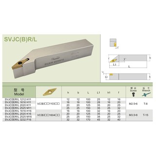 ด้ามมีดกลึง ใส่เม็ด V11/ V16 (ตราหัวเสือ) Hanshiba SVJCR/L