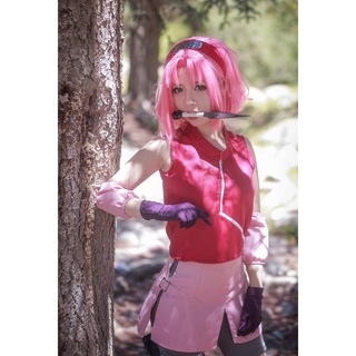 [สินค้าเฉพาะจุด] ชุดคอสเพลย์นารูโตะ NARUTO Sakura cos Shippuden Haruno Sakura สําหรับป้องกันหน้าผาก รองเท้านินจา