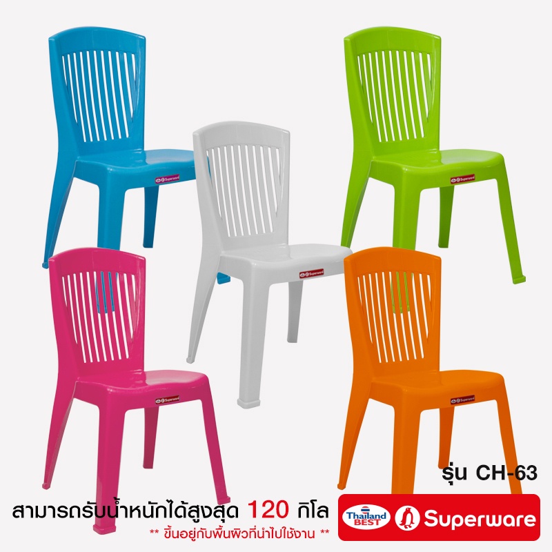 Srithai Superware เก้าอี้พลาสติก เก้าอี้มีพนักพิงรุ่น CH-63 ลายตรง – โปรปัง