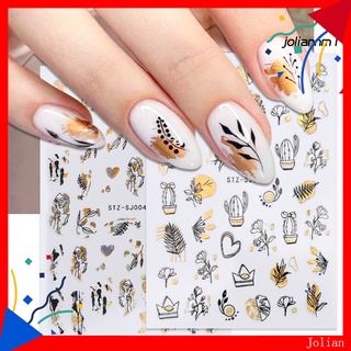 Joliann สติกเกอร์ตกแต่งเล็บ น้ําหนักเบา ลายดอกกุหลาบ ทูโทน DIY สําหรับผู้หญิง 2 ชิ้น