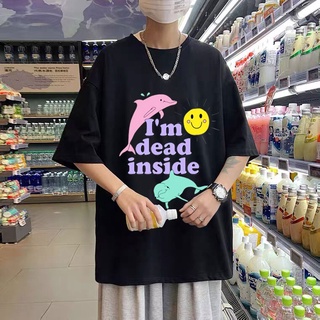 ผ้าฝ้ายแท้เสื้อยืด พิมพ์ลายโลมา IM Dead Inside Sunshine#39; m เสื้อยืด พิมพ์ลายตัวอักษร Dead Inside เข้ากับทุกการแต่งกาย