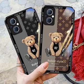 เคส OPPO Reno 8T 5G เคส OPPO Reno 8Z 7z 6z 8 7 Pro 7 6 5 5G เคส OPPO A57 A77S A78 A76 A96เคสโทรศัพท์มือถือ โลหะ ลาย Bearrebuke พร้อมกล้อง สําหรับ