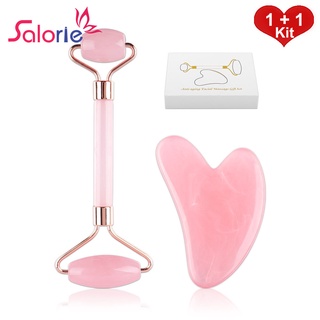 Salorie 2pcs Resin  Face Massager Neck Gua Sha Scraper Board Face Lift Up Wrinkle Remover Face Roller Scraper Set Spa Massage Tool P00218