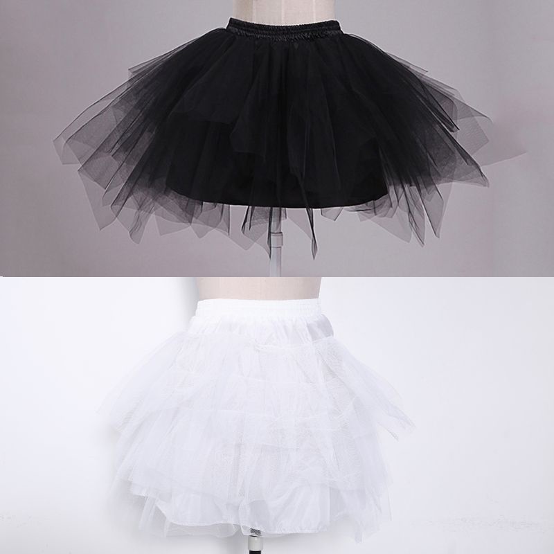 Seas ผู้หญิง 4 ชั้นยืดหยุ่นสายรัดเอวกระโปรงสีทึบสั้น Petticoat So