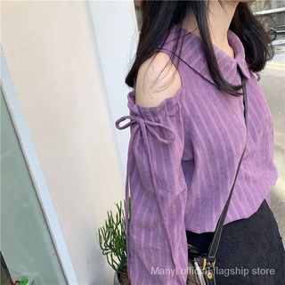 【เสื้อเชิ้ตแขนยาว】2020เสื้อเชิ้ตแขนยาวสไตล์ฝรั่งเศสแบบใหม่สำหรับฤดูใบไม้ร่วงเสื้อวินเทจสไตล์ตะวันตกแมทช์ลุคง่ายดีไซน์สำหรับผู้หญิง SC8228