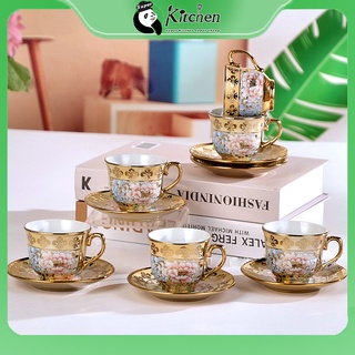 🌟SUPER KITCHEN🌟 Tea Cup Set แต่ละกล่องประกอบด้วย 6 ถ้วย 6 จาน ชุดชา ถ้วยชา ถ้วยกาแฟ ชุดของขวัญ