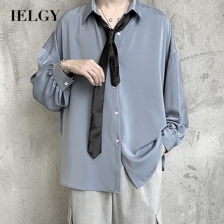 Ielgy เสื้อเชิ้ตแขนยาว แฟชั่นสไตล์เกาหลี สําหรับผู้ชาย