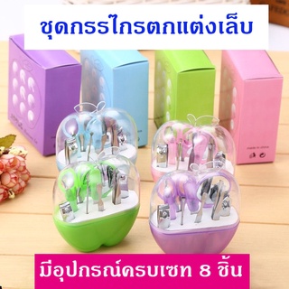 ชุดอุปกรณ์ตัดเล็บ(ทรงกลม8ชิ้น) ชุดกรรไกรตัดเล็บ กรรไกรตัดเล็บ