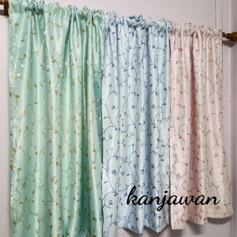 ผ้าม่านหน้าต่าง ดอกไม้สีพาสเทลน่ารัก แบบสอดลวด ผ้ากันแสงแดด