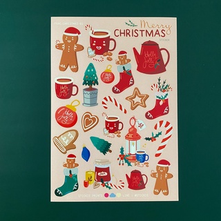 สติ๊กเกอร์ติดเล่น กันน้ำ ลาย CHRISMAS PINK ( Sticker dicut 1 sheet )