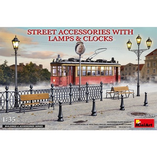 Scale Model MiniArt 1/35 MI35639 STREET ACCESSORIES WITH LAMPS &amp; CLOCKS