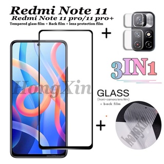 3 in 1 ฟิล์มกระจกนิรภัย ฟิล์มด้านหลัง ฟิล์มเลนส์กล้อง สําหรับ Xiaomi Redmi Note 11 10 8 Pro Realme Note 8T