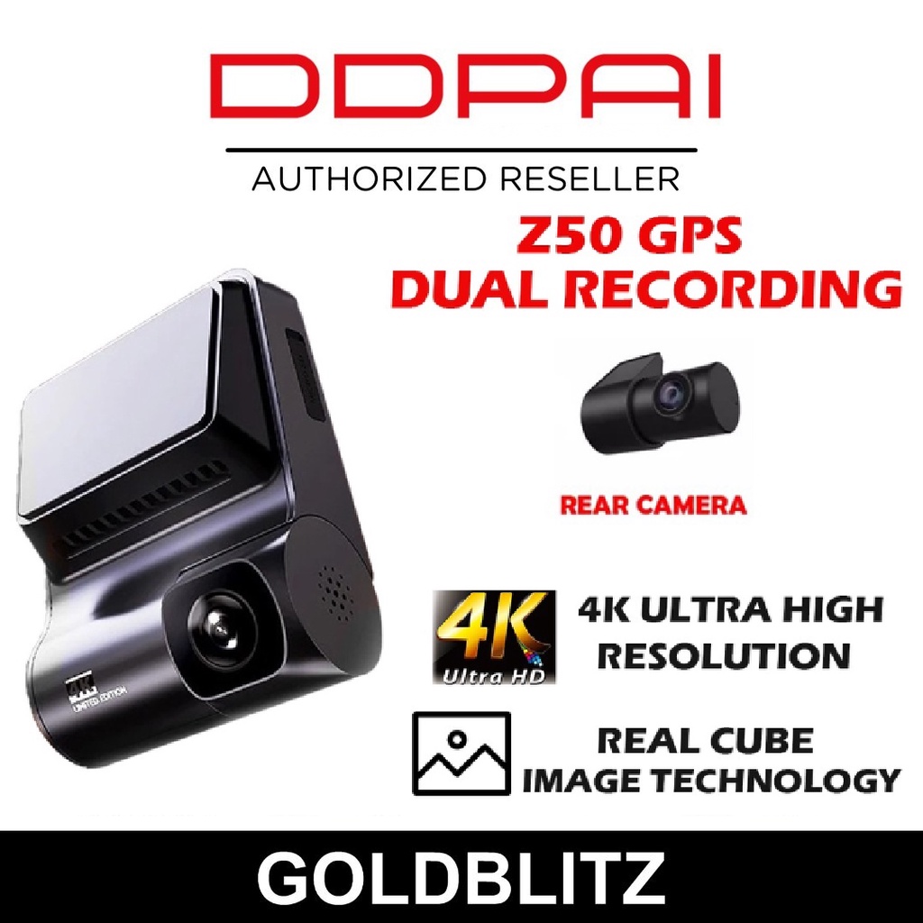 DDPAI Z50 4K 2160P Dash Cam GPS ด้านหน้าและด้านหลัง Cam
