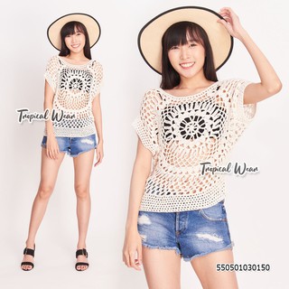 เสื้อถักไหมพรมลายดอก Summer Top by Tropical Wear