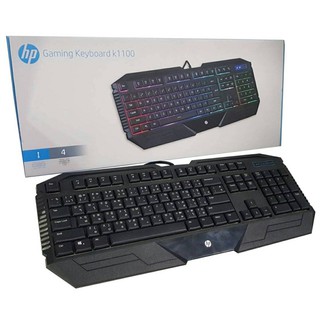 USB Keyboard HP Gaming K110 Wired Port 1.8M แป้นขนาดใหญ่ใช้งานง่าย มีไฟหลากสี สวยงามBlack