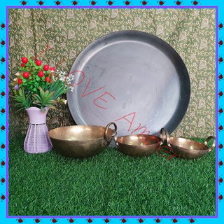 ชื่อ  : Thai Style Brass pan  กะทะทองเหลือง 2 หู SET 3 pcs. เบอร์ 7,8, 9  พร้อมกระทะหอยทอด เบอร์ 14   เหล็ก ทองเหลือง, ท