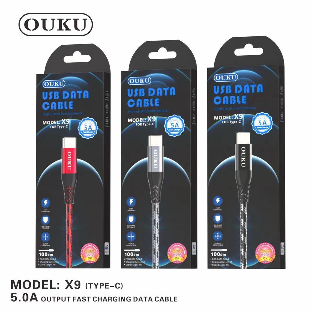 ใหม่! ชาร์จไว+ประหยัดสุด! OUKU X9 สายชาร์จ 5.0A รองรับ Micro USB/Type-C สายแข็งแรงใช้ได้นาน