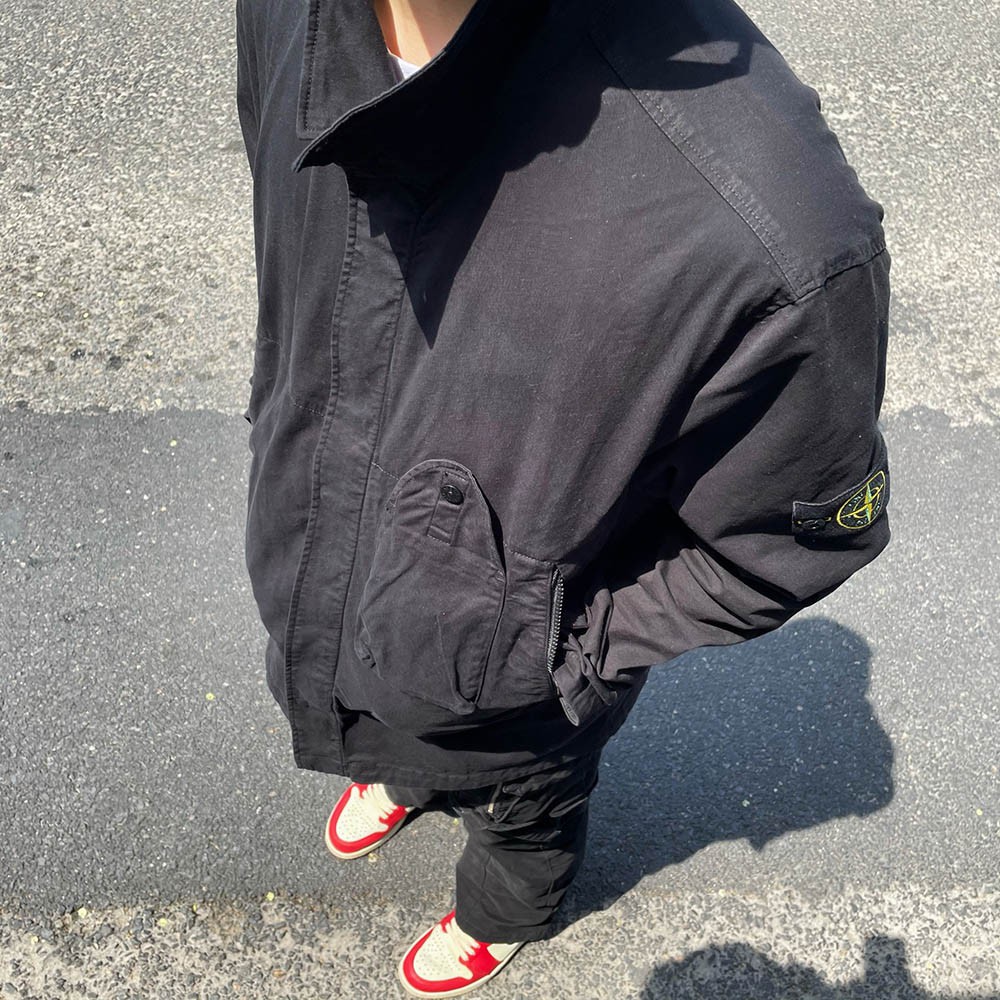 รุ่นฤดูใบไม้ผลิ เสื้อโค้ทคอปกเกาะ กระเป๋าย้อมหัตถกรรมแจ็คเก็ตฤดูใบไม้ผลิใหม่ชายน้ำแบรนด์หิน pnlp