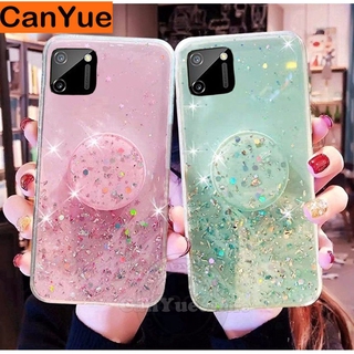 Realme 9i 9 Pro Pro+ 5G 9Pro 9Pro+ 7i Real me C30 C31 C35 C17 C11 2019 2021 Bling Glitter Sequins Silicone Cover Luxury Foil Powder Soft TPU Case Crystal Flexible Shine Casing + POP Socket Stand Popsocket