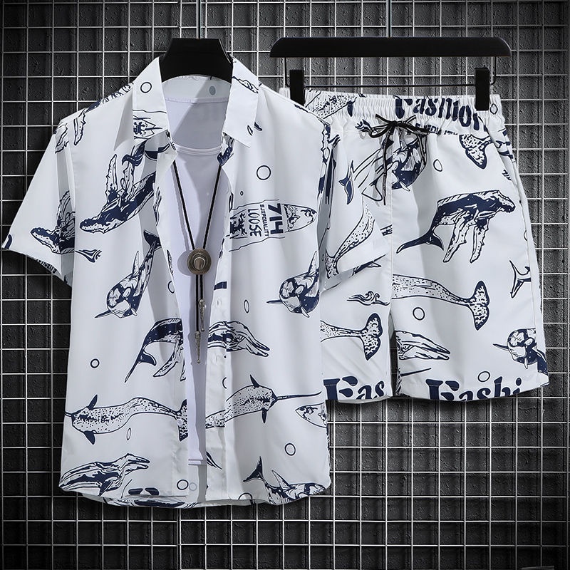 เสื้อเชิ้ตแขนสั้นลําลอง ทรงหลวม เหมาะกับเดินชายหาด แฟชั่นฤดูร้อน สไตล์ฮ่องกง สําหรับผู้ชาย เทศกาลสงกรานต์