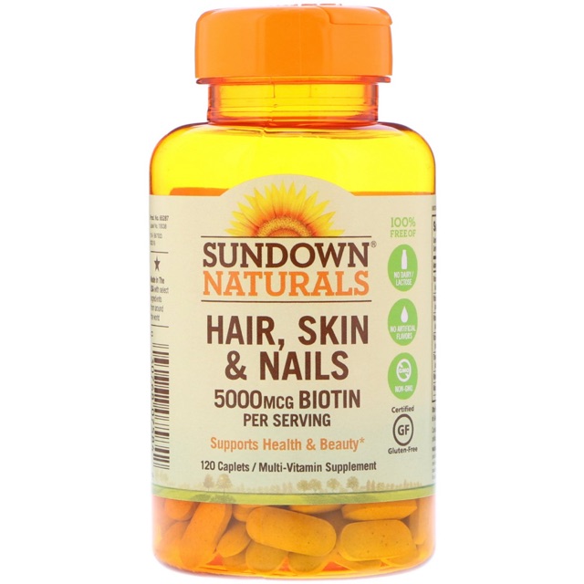 Sundown Naturals, Hair, Skin &amp; Nails, 120 Caplets