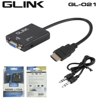 Glink Hdmi to vga GL-021 1080P HDMI Male to VGA Female รุ่น With VGA + Audio output(สีดำ)