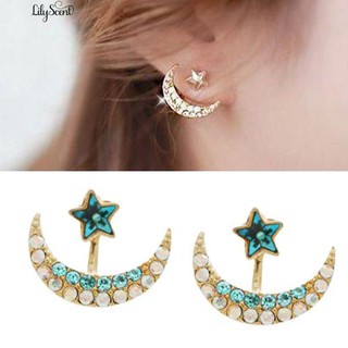 💋ใช้โค้ด GLAM30 ลด 30% ด่วนๆ!👍💎สตรีม Elegant &amp; Star Rhinestone Charm Ear Stud Earrings Party