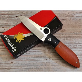 มีดพับ ยี่ห้อ Spyderco รุ่น FIREFLY C184GOR สำเนาจีน ใบ VG-10 ด้าม G-10 ส้มดำ ด้ามออกแบบให้เข้ากับสรีระมือ ออกโดย Carey.