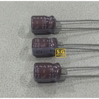 Elna 22uF 16v ((ราคาจำนวน 3ตัว)) ตัวเก็บประจุ/อิเล็กทรอไลท์/คาปาซิเตอร์/Capacitor