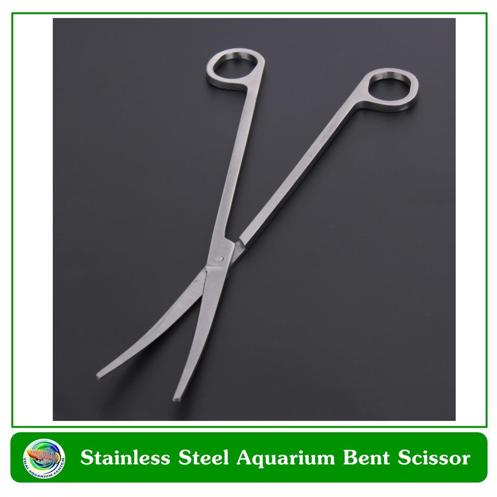 กรรไกรตัดแต่งไม้น้ำ ปลายโค้ง ยาว 27 ซม. Stainless Steel Aquarium Bent Scissor