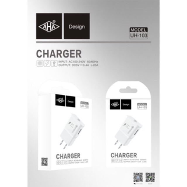 AHA  UH102  UH103 UH105 หัวชาร์จ  1A 2A  QC3.0 samsung/iphone
