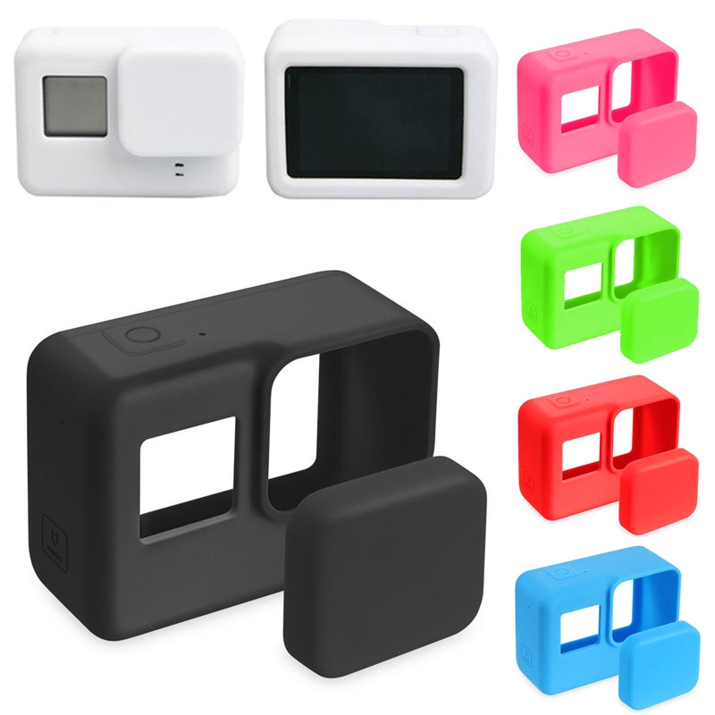 Go Pro อุปกรณ์เสริม Action กล้องป้องกันกรณีซิลิโคนผิว + ฝาครอบเลนส์สําหรับ GoPro Hero 5 6 7 Black Hero