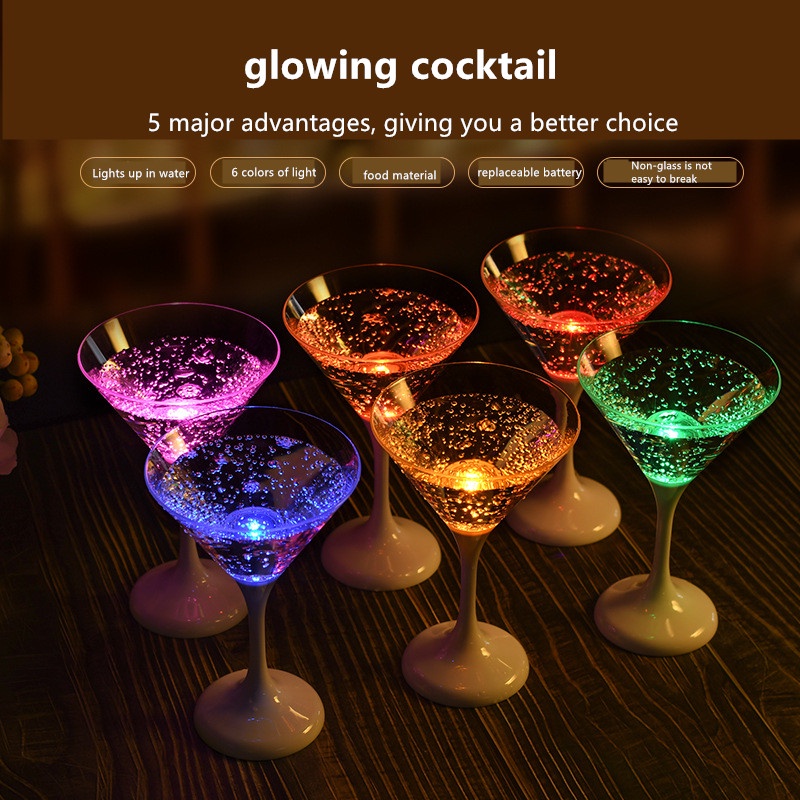 6 kinds of lighting suits led cocktail cups plastic PS bar cups 210ml party props luminous cups fact